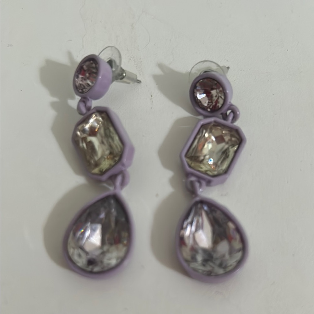 Simply Vera Vera Wang Purple and Silver Tone Teardrop Earrings